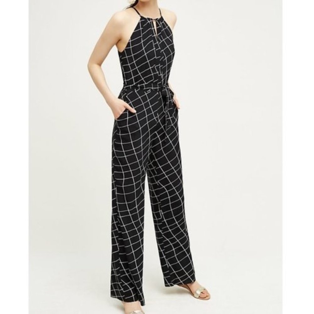 Anthropologie Sanctuary Windowpane Jumpsuit Pantsuit L (123024)